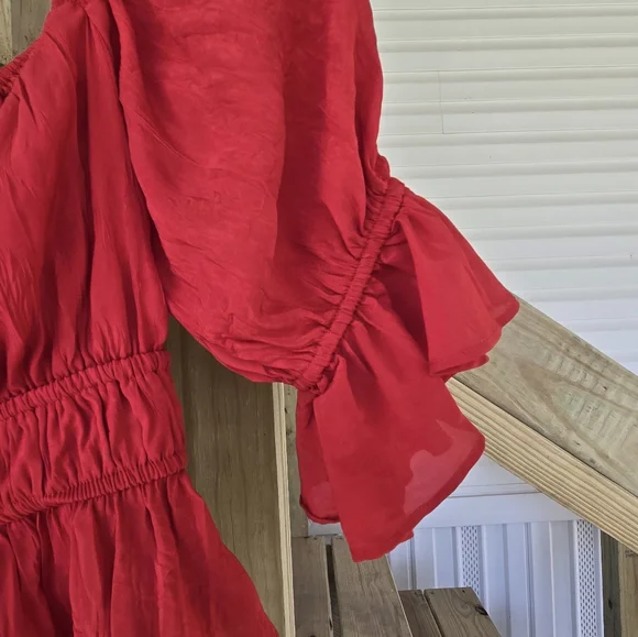 Here Comes The Sun:Red Women's Peasant Top - Picture 4 of 4